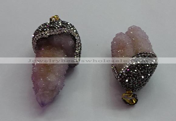 CGP1531 20*40mm - 30*50mm nuggets druzy quartz pendants