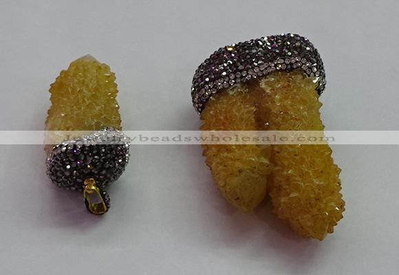 CGP1532 20*40mm - 30*50mm nuggets druzy quartz pendants