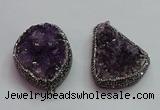 CGP1538 30*40mm - 35*45mm freeform druzy amethyst pendants