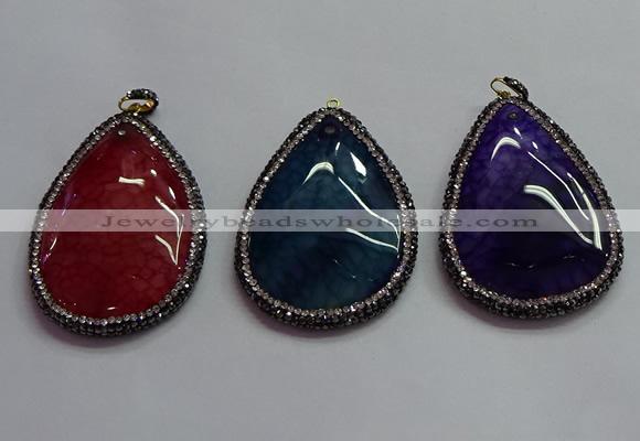 CGP1547 40*60mm flat teardrop agate pendants wholesale