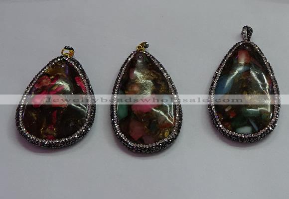 CGP1563 35*65mm - 40*55mm flat teardrop sea sediment jasper pendants