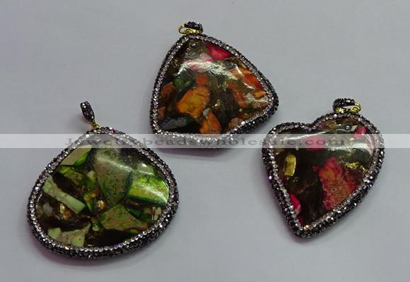 CGP1564 45*50mm freeform sea sediment jasper pendants