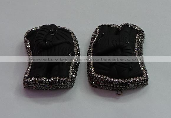 CGP1567 35*45mm carved black obsidian pendants wholesale