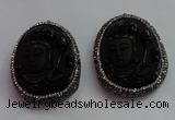 CGP1571 40*50mm carved black obsidian pendants wholesale