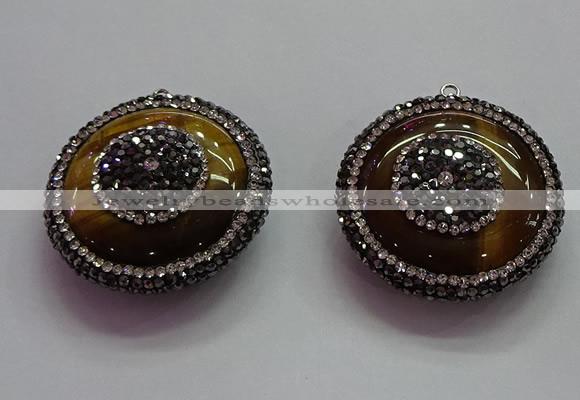 CGP1573 35mm coin yellow tiger eye pendants wholesale