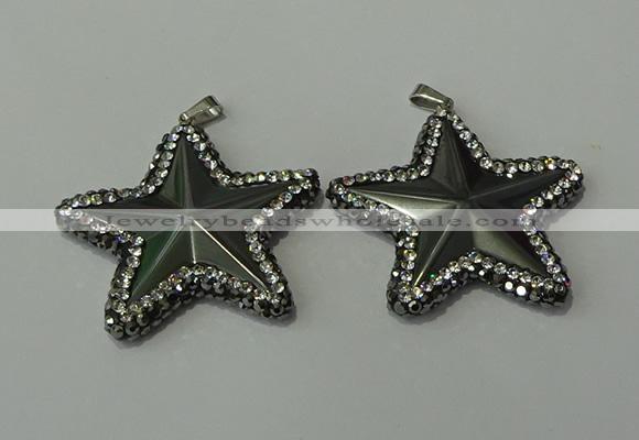 CGP158 40*40mm star hematite gemstone pendants wholesale