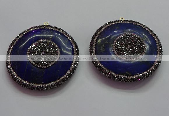 CGP1593 55mm coin lapis lazuli gemstone pendants wholesale