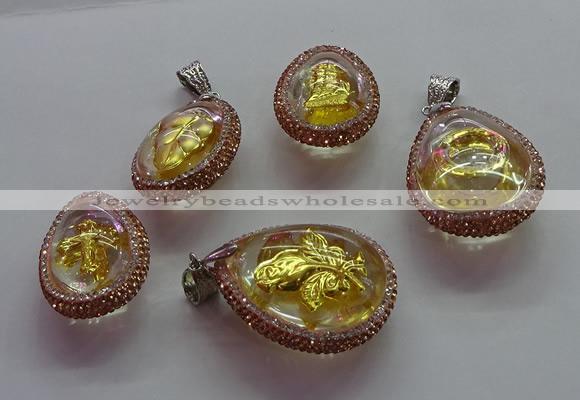 CGP1600 25*35mm - 30*40mm teardrop crystal glass pendants