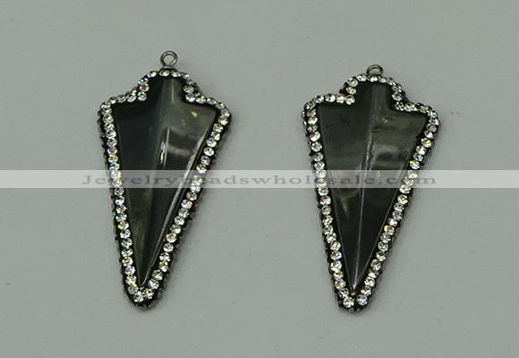 CGP163 22*45mm arrowhead hematite gemstone pendants wholesale