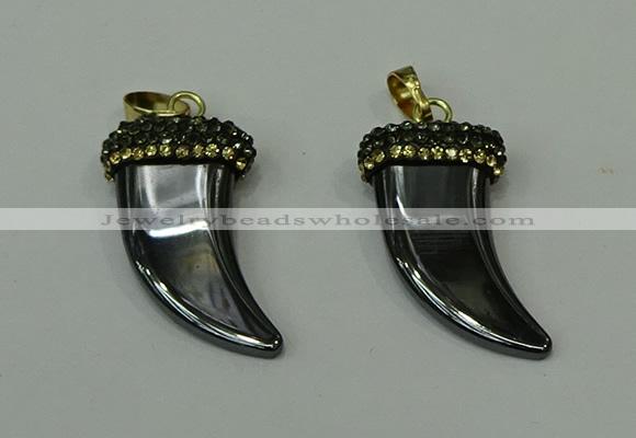 CGP165 18*35mm horn hematite gemstone pendants wholesale