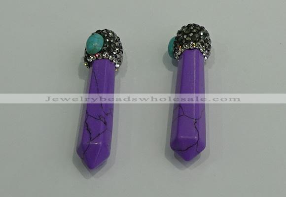 CGP170 10*55mm sticks turquoise gemstone pendants wholesale