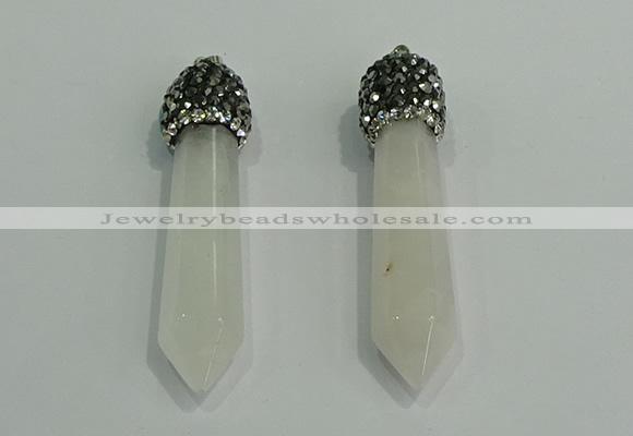 CGP178 10*55mm sticks white crystal gemstone pendants wholesale