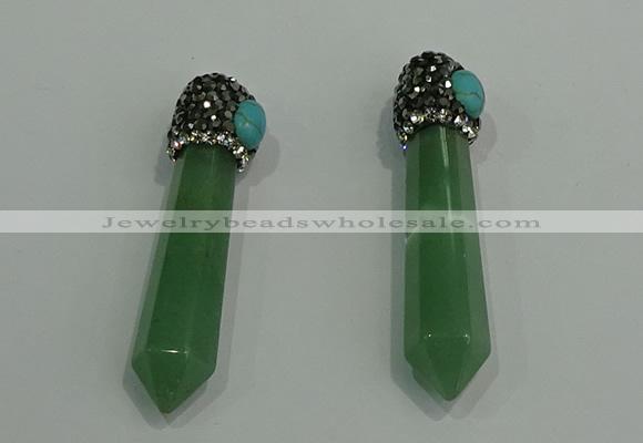 CGP188 10*55mm sticks green aventurine pendants wholesale