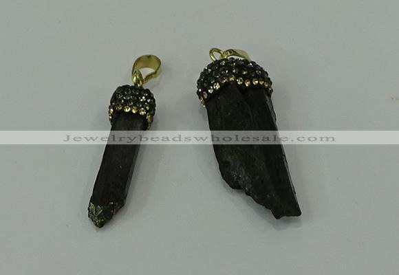 CGP205 6*30mm - 15*40mm sticks black tourmaline pendants