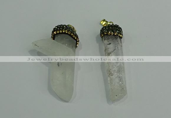 CGP214 12*55mm - 15*50mm sticks white crystal gemstone pendants