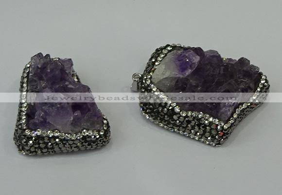 CGP219 30*40mm - 35*45mm freeform druzy amethyst pendants