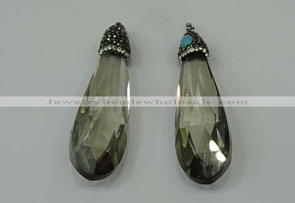 CGP231 20*80mm faceted teardrop crystal glass pendants wholesale