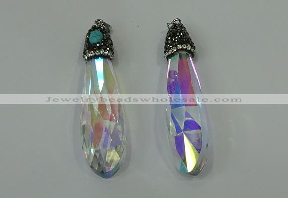 CGP240 17*70mm faceted teardrop crystal glass pendants wholesale