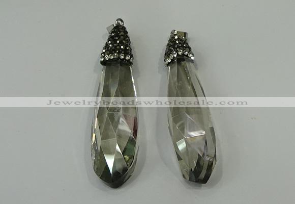 CGP241 17*70mm faceted teardrop crystal glass pendants wholesale