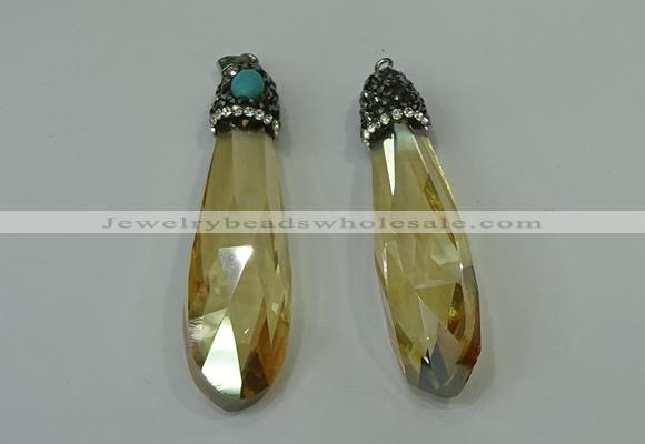 CGP242 17*70mm faceted teardrop crystal glass pendants wholesale