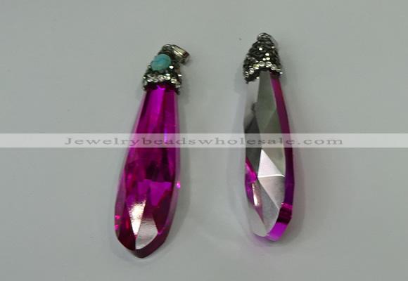 CGP244 17*70mm faceted teardrop crystal glass pendants wholesale