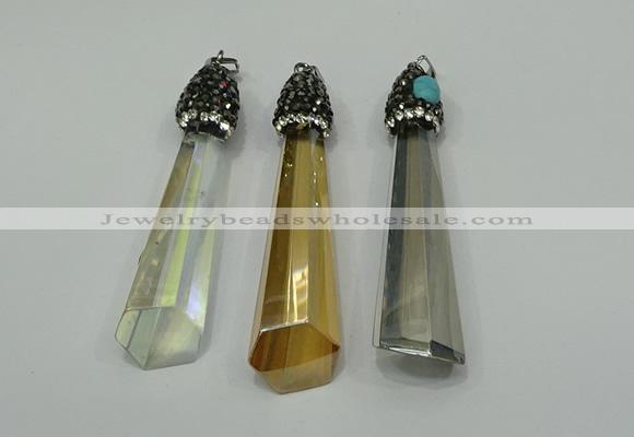 CGP253 15*65mm sticks crystal glass pendants wholesale