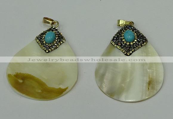 CGP289 35*50mm flat teardrop pearl shell pendants wholesale