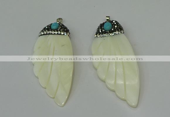 CGP293 28*70mm wing-shaped pearl shell pendants wholesale