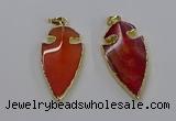 CGP3004 22*45mm arrowhead agate gemstone pendants wholesale