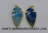 CGP3005 22*45mm arrowhead agate gemstone pendants wholesale