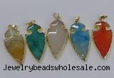 CGP3008 22*45mm arrowhead agate gemstone pendants wholesale