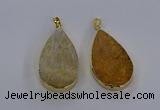 CGP3016 28*50mm flat teardrop fossil coral pendants wholesale