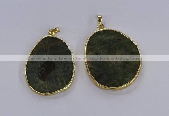 CGP3018 30*40mm - 40*45mm freeform green tourmaline pendants