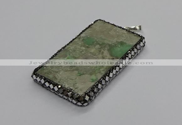 CGP3020 30*60mm - 40*60mm rectangle green apple jasper pendants