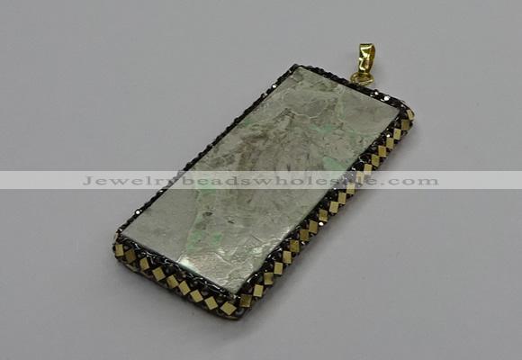 CGP3021 30*60mm - 40*60mm rectangle green apple jasper pendants