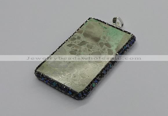 CGP3022 30*60mm - 40*60mm rectangle green apple jasper pendants