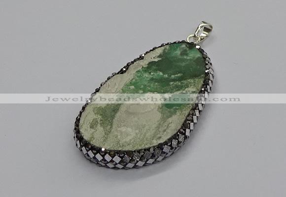 CGP3025 35*50mm - 40*65mm freeform green apple jasper pendants