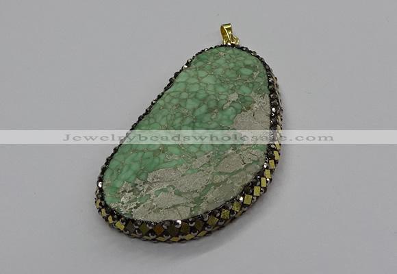 CGP3026 35*50mm - 40*65mm freeform green apple jasper pendants