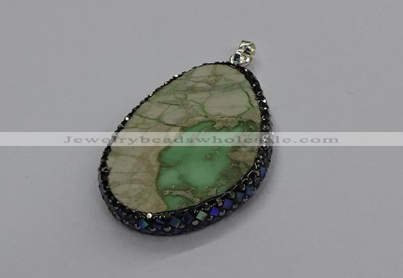 CGP3027 35*50mm - 40*65mm freeform green apple jasper pendants