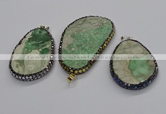 CGP3028 35*50mm - 40*65mm freeform green apple jasper pendants