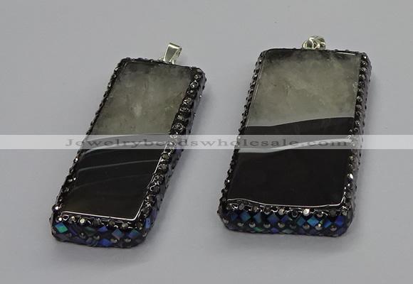 CGP3057 20*60mm - 30*65mm rectangle druzy agate pendants