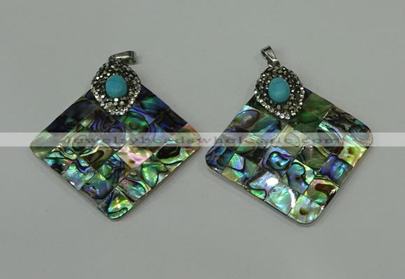 CGP306 35*35mm diamond abalone shell pendants wholesale