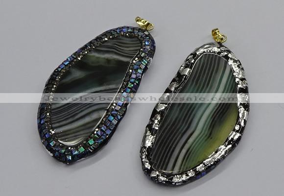 CGP3068 40*65mm - 40*70mm freeform line agate pendants