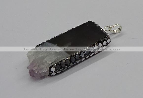 CGP3075 25*50mm - 30*65mm freeform druzy amethyst pendants