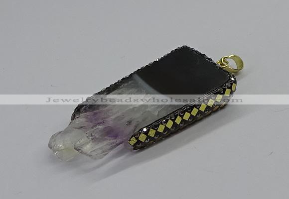 CGP3076 25*50mm - 30*65mm freeform druzy amethyst pendants