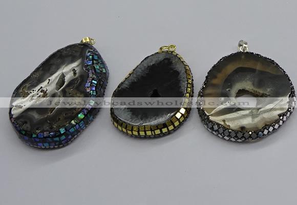 CGP3080 40*50mm - 45*55mm freeform druzy agate pendants