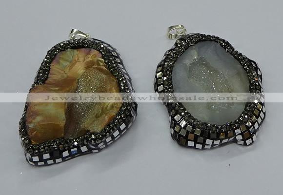 CGP3082 40*50mm - 45*55mm freeform druzy agate pendants