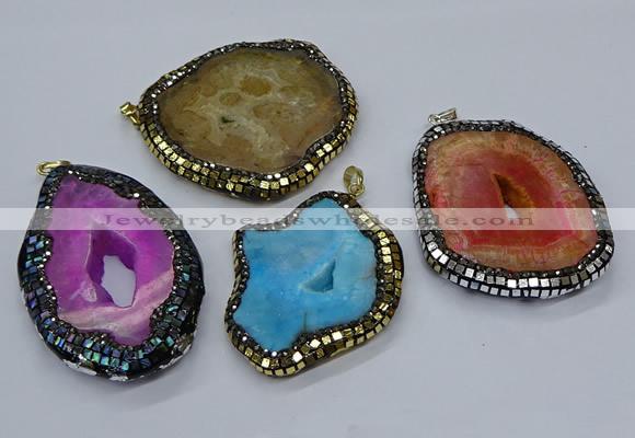 CGP3089 40*50mm - 50*65mm freeform druzy agate pendants