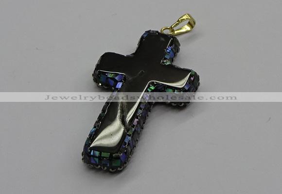 CGP3097 35*55mm cross agate gemstone pendants wholesale