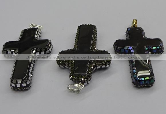 CGP3098 35*55mm cross agate gemstone pendants wholesale